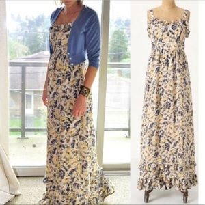MOULINETTE Soeurs Floral 100% Silk Sleeveless Maxi Dress from Anthropologie